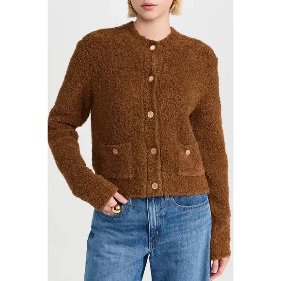 Frame Teddy Patch Pocket Cardigan Sweater - Camel size S small - Picture 5 of 5